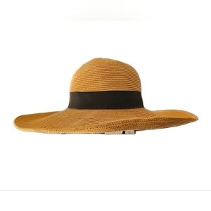 Tan Sun Hat with Black Bow